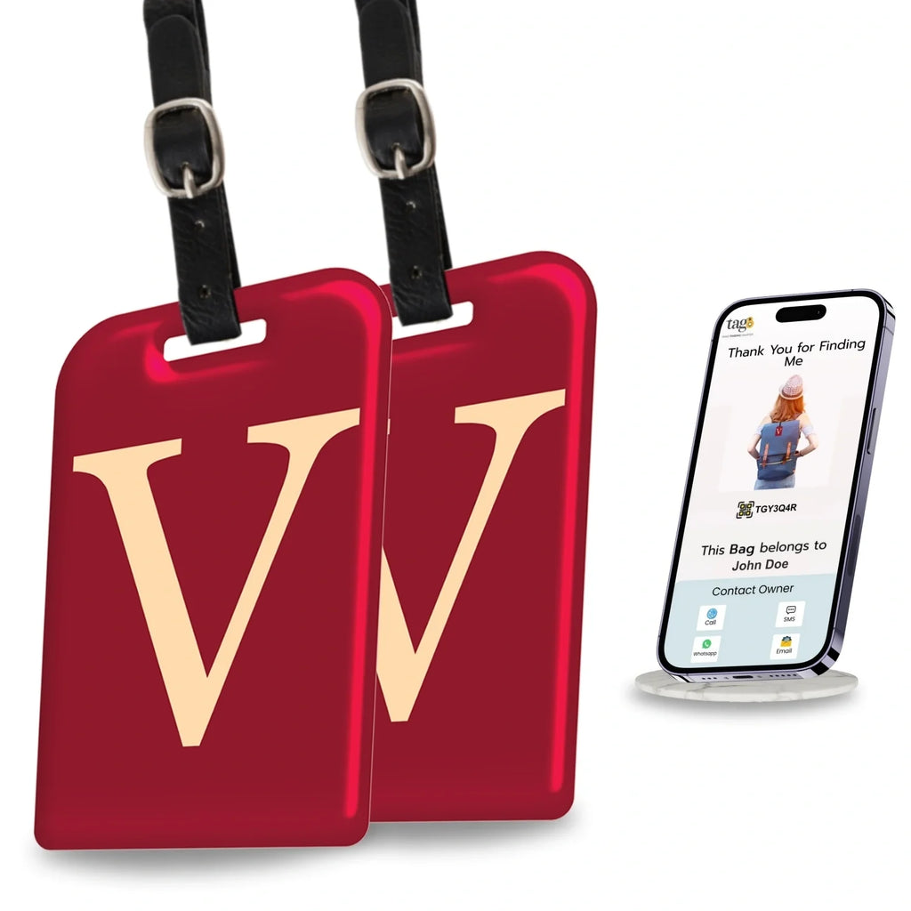 Initials Bag tag V  [pack 2]